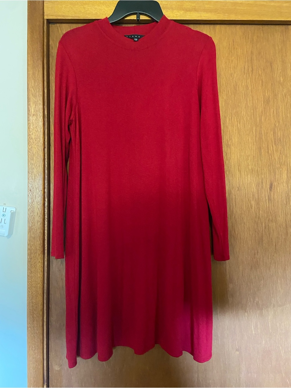 Tiana B. Long-Sleeve Red Swing Dress